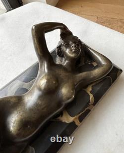 Young Woman, Bronze Signed Alexandre Auguste Caron. Art Nouveau Art Deco