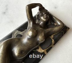 Young Woman, Bronze Signed Alexandre Auguste Caron. Art Nouveau Art Deco