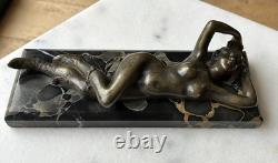 Young Woman, Bronze Signed Alexandre Auguste Caron. Art Nouveau Art Deco