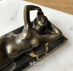 Young Woman, Bronze Signed Alexandre Auguste Caron. Art Nouveau Art Deco