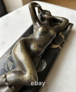 Young Woman, Bronze Signed Alexandre Auguste Caron. Art Nouveau Art Deco