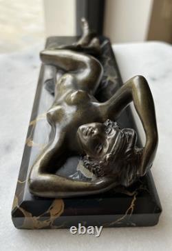 Young Woman, Bronze Signed Alexandre Auguste Caron. Art Nouveau Art Deco