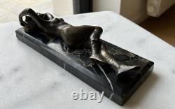 Young Woman, Bronze Signed Alexandre Auguste Caron. Art Nouveau Art Deco