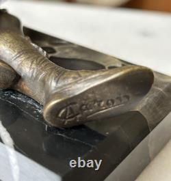 Young Woman, Bronze Signed Alexandre Auguste Caron. Art Nouveau Art Deco