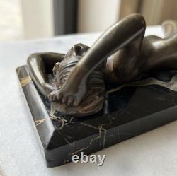 Young Woman, Bronze Signed Alexandre Auguste Caron. Art Nouveau Art Deco