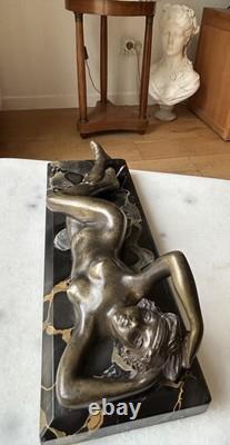 Young Woman, Bronze Signed Alexandre Auguste Caron. Art Nouveau Art Deco