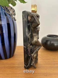 Young Woman, Bronze Signed Alexandre Auguste Caron. Art Nouveau Art Deco