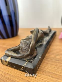 Young Woman, Bronze Signed Alexandre Auguste Caron. Art Nouveau Art Deco