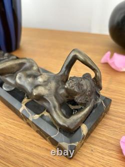Young Woman, Bronze Signed Alexandre Auguste Caron. Art Nouveau Art Deco