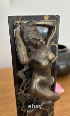 Young Woman, Bronze Signed Alexandre Auguste Caron. Art Nouveau Art Deco
