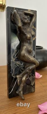 Young Woman, Bronze Signed Alexandre Auguste Caron. Art Nouveau Art Deco