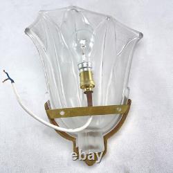 1 Sur 3 Lampe Murale Art Déco EZAN Signée Bronze Verre France 1940