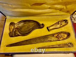 1 sceau 1 vide poche 2 coupe papier art déco orientaliste BRONZE signés DUVAL