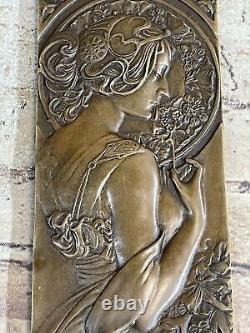 100% Solide Véritable Bronze Art Déco Nouveau Bas Relief Prix Trophée Collector