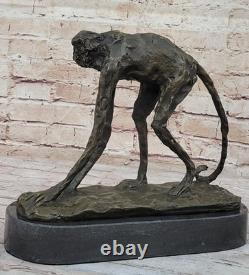 100% Véritable Bronze Singe Animaux Sauvages Et Vie Sculpture par Milo Art Déco