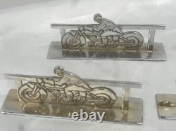 12 Porte Couteaux Theme Sport Bronze Chrome Art Deco Pierre Devouge