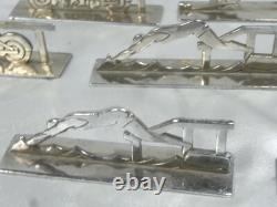 12 Porte Couteaux Theme Sport Bronze Chrome Art Deco Pierre Devouge