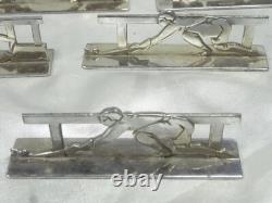 12 Porte Couteaux Theme Sport Bronze Chrome Art Deco Pierre Devouge