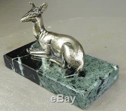 1920/1930 G. Lavroff Statue Sculpture Animaliere Art Deco Bronze Argente Biche