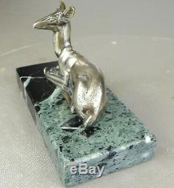 1920/1930 G. Lavroff Statue Sculpture Animaliere Art Deco Bronze Argente Biche