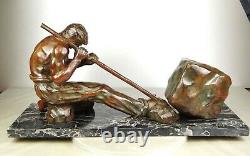 1920/1930 Santi Ugo Cipriani Grnd Statue Sculpture Art Deco Bronze Homme Athlete