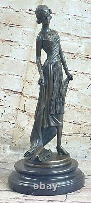1920 Style Art Déco Femme Charleston Danseuse Bronze Statuette Sculpture Nr