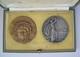 2 Medailles Art Deco Argent + Bronze En Coffret Par Dammann Electricit&eacute;