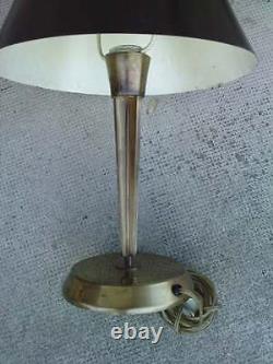 2 lampes design art deco bronze abat-jour genet michon lamp Hans Bergström