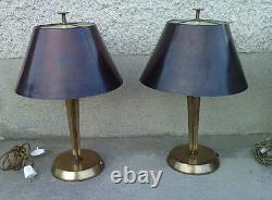 2 lampes design art deco bronze abat-jour genet michon lamp Hans Bergström