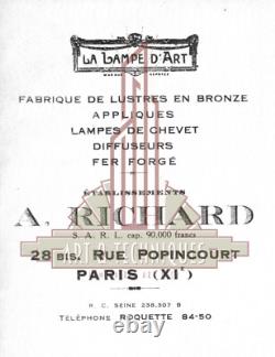 A. Richard & Degué Paire D'appliques Art Déco Bronze Nickelé Et Tulipes 1930