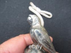 ANCIEN POIRE de LIT INTERRUPTEUR ELECTRIQUE BRONZE ARGENTE ART DECO PERROQUET