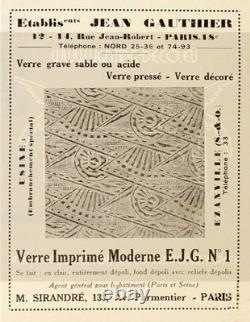 Adolphe Bloch/jean Gauthier Grand Lustre Art Déco Bronze Et Verre Moulé-pressé