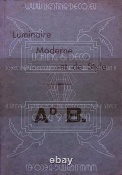 Adolphe Bloch/jean Gauthier Grand Lustre Art Déco Bronze Et Verre Moulé-pressé
