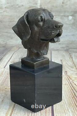 Adorable Labrador Retriever Buste Bronze Sculpture Art Déco Animal Animaux Ouvre