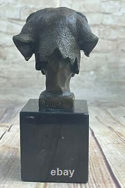 Adorable Labrador Retriever Buste Bronze Sculpture Art Déco Animal Animaux Ouvre