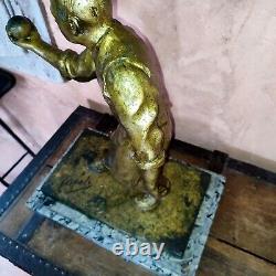 Alexandre MASPOLI XIX/XXème Le Joueur De Petanque en Bronze Art Deco