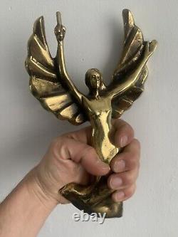 Ancien Bronze Sculpture Victoire Déesse Femme Ange Ailes Or Art Deco 1920 1930