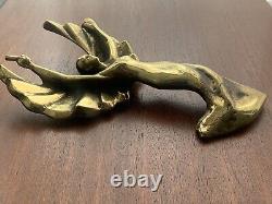 Ancien Bronze Sculpture Victoire Déesse Femme Ange Ailes Or Art Deco 1920 1930