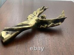 Ancien Bronze Sculpture Victoire Déesse Femme Ange Ailes Or Art Deco 1920 1930