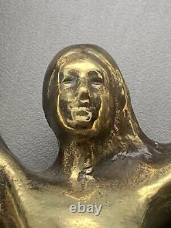 Ancien Bronze Sculpture Victoire Déesse Femme Ange Ailes Or Art Deco 1920 1930