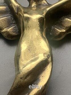 Ancien Bronze Sculpture Victoire Déesse Femme Ange Ailes Or Art Deco 1920 1930