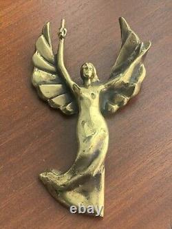 Ancien Bronze Sculpture Victoire Déesse Femme Ange Ailes Or Art Deco 1920 1930