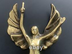 Ancien Bronze Sculpture Victoire Déesse Femme Ange Ailes Or Art Deco 1920 1930