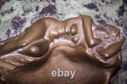 Ancien Cendrier Bronze Femme Nue Allongée Art Deco 3,5 Kg