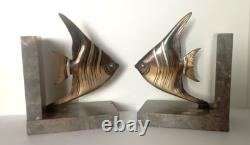 Ancien Serre-Livres Art Déco. Scalaires En Bronze Sur Marbre