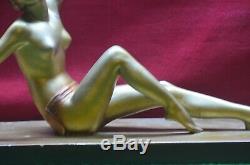 Ancien Statue Pltre Femme Nu Salvator Melani Decor Cheminee Art Deco Pas Bronze