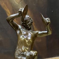 Ancien bronze epoque art deco 1930 par Piron faune danseur aux cymbales danseuse