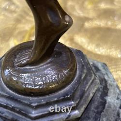 Ancien bronze epoque art deco 1930 par Piron faune danseur aux cymbales danseuse