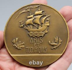 Ancienne Medaille Bronze Exposition Paris Dammann 1937 Art Deco Arts Techniques