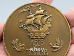 Ancienne Medaille Bronze Exposition Paris Dammann 1937 Art Deco Arts Techniques